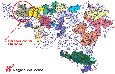 Bassins hydrographiques en Wallonie